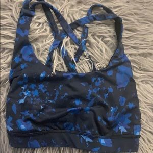 blue and black patterend lululemon bra